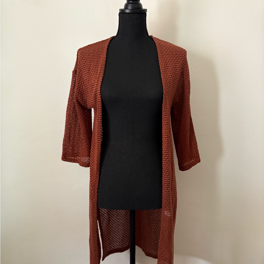 Rust Open-Front Sweater
